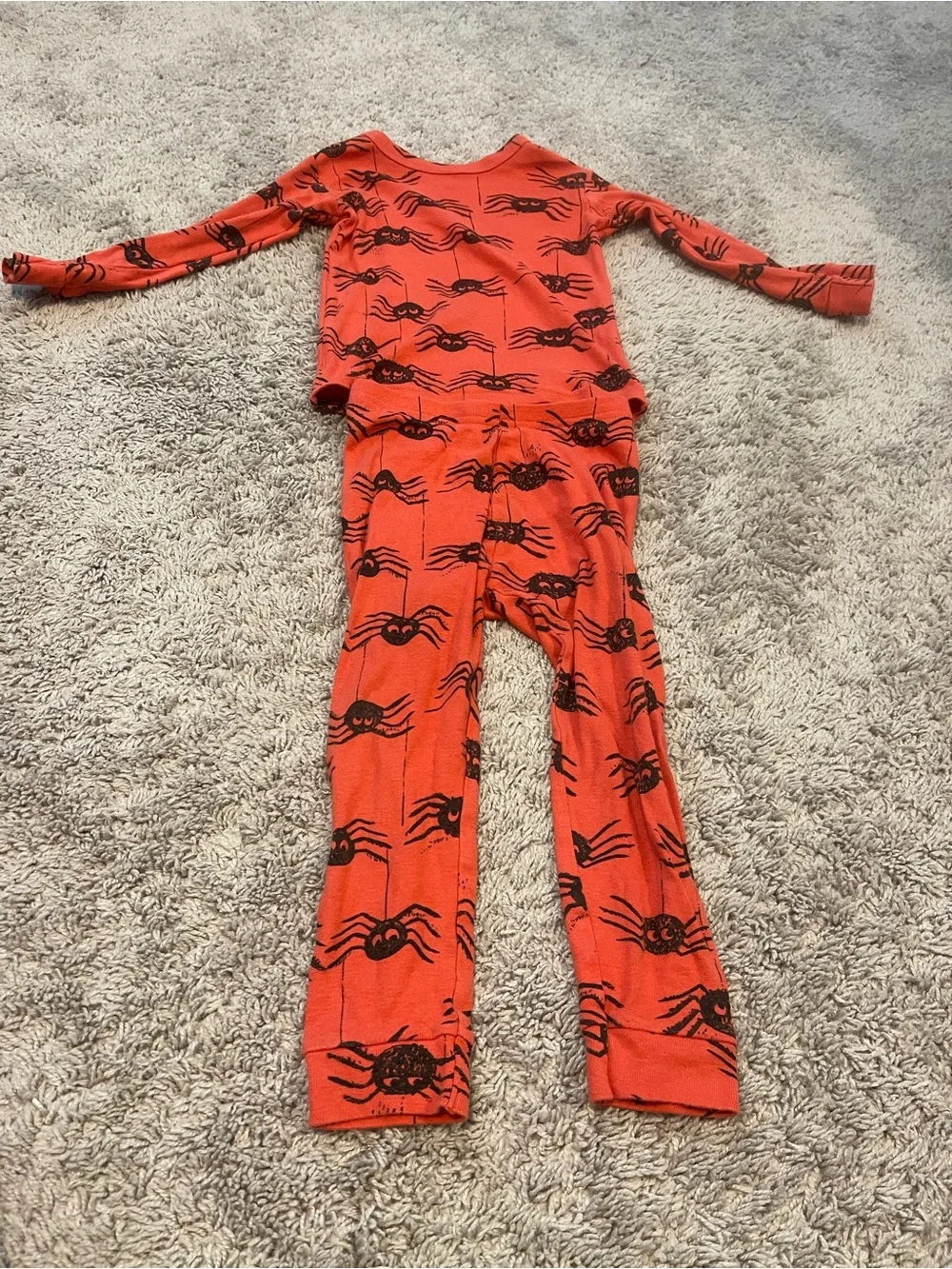 Kids Orange Spider-Print Pajama Set